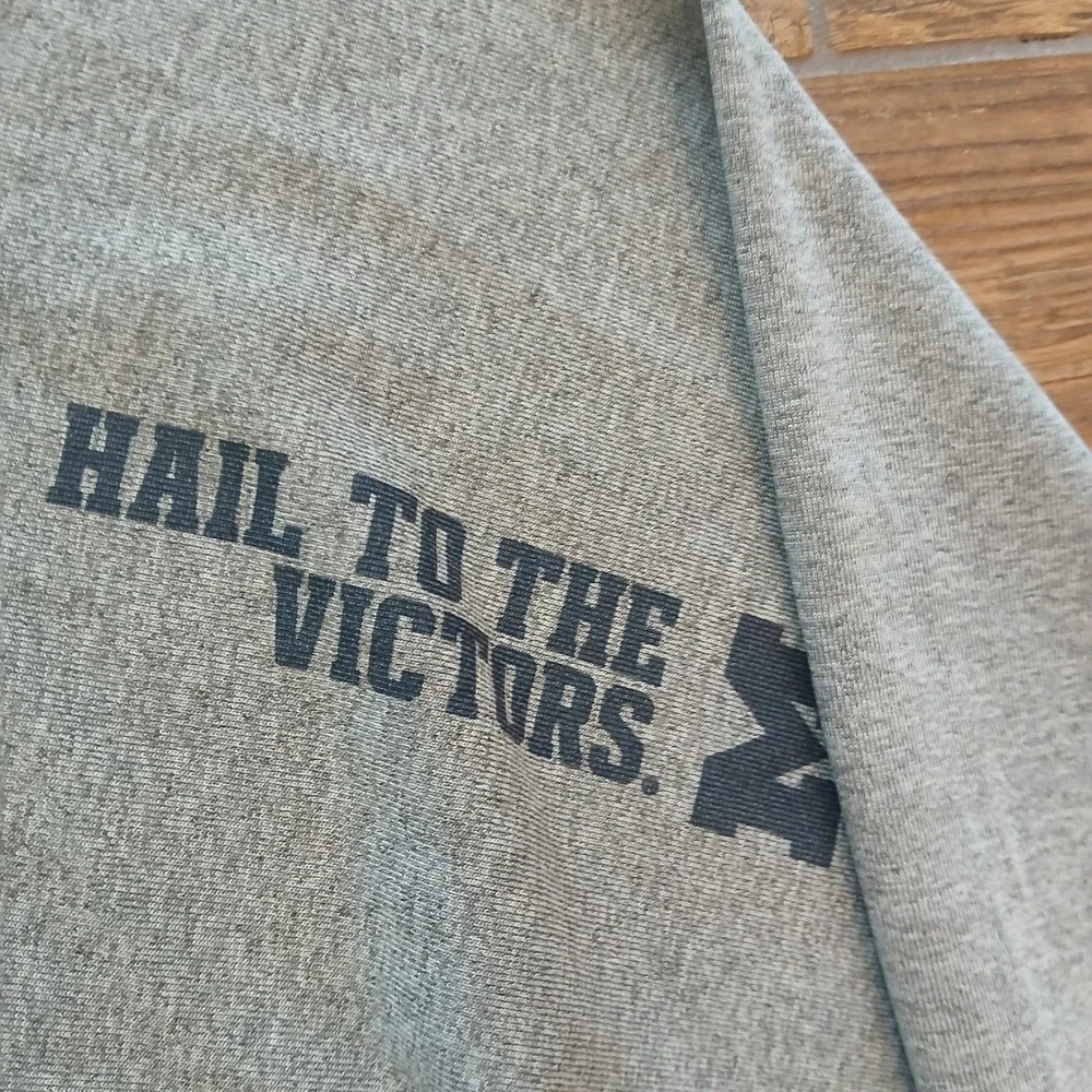 Michigan Wolverines Shirt‎ Mens XXL 2XL Grey Adidas Football Hail To The Victors
